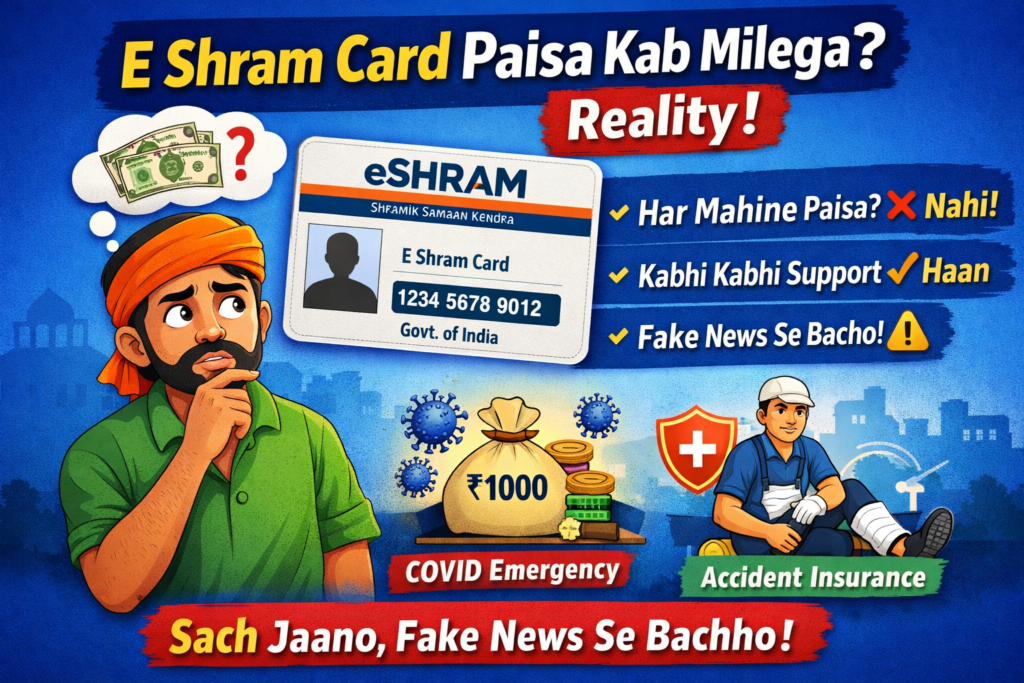 e shram card paisa kab milega reality