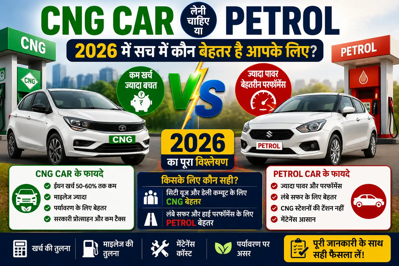 CNG aur petrol car comparison dikhata featured image 2026