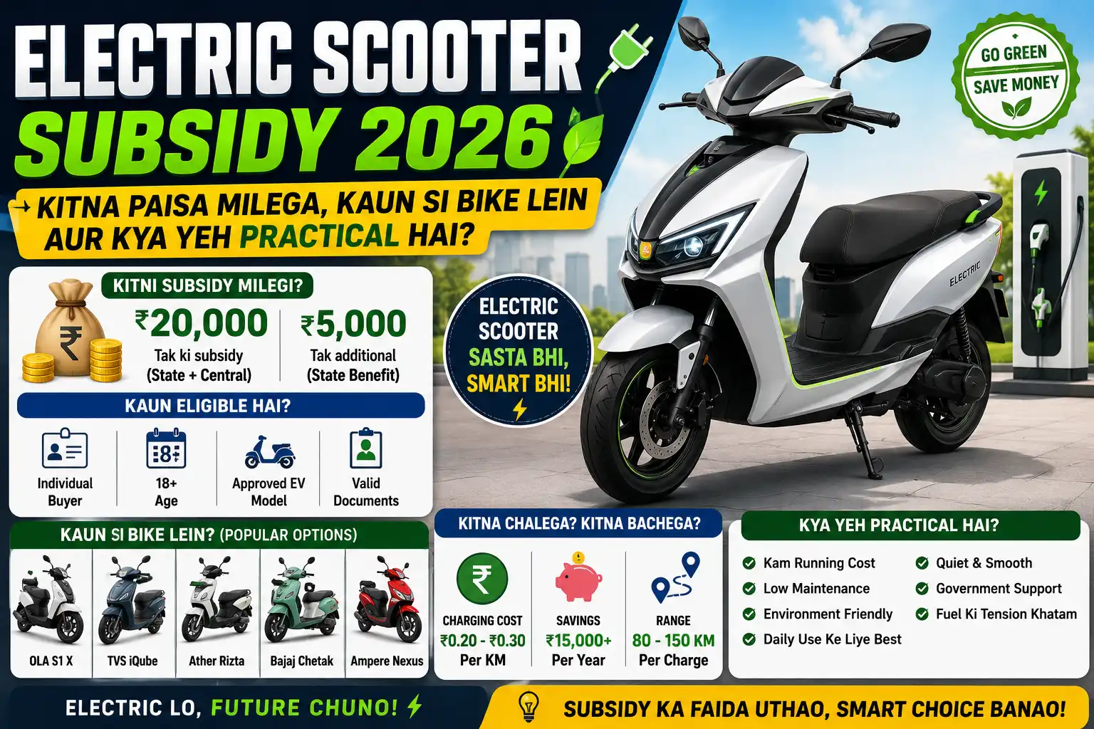 Electric scooter subsidy aur EV benefits dikhata featured image 2026