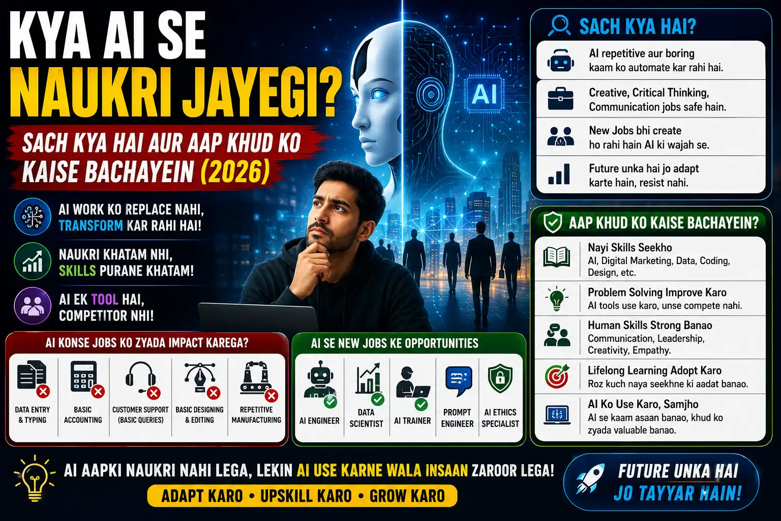 AI ki wajah se jobs aur future career impact dikhata featured image