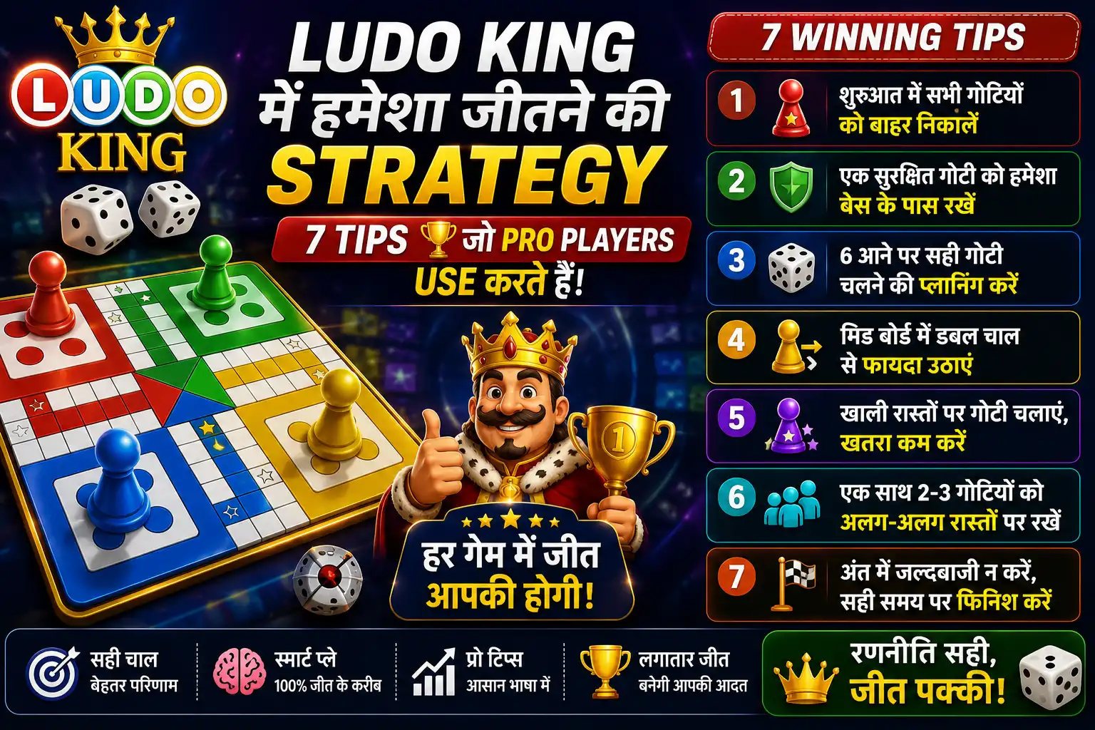 Ludo King game mein jeetne ki strategy aur pro tips dikhata featured image