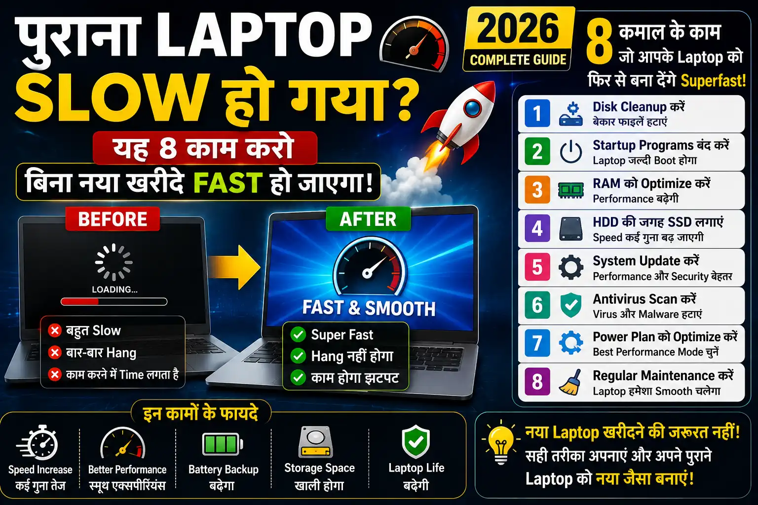 Purane slow laptop ko fast banane ke tips dikhata featured image